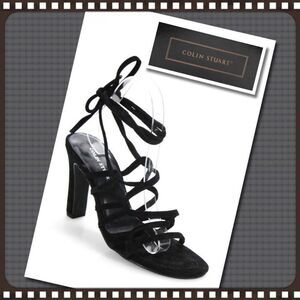 Colin Stuart Black Suede Strap Heels 8.5